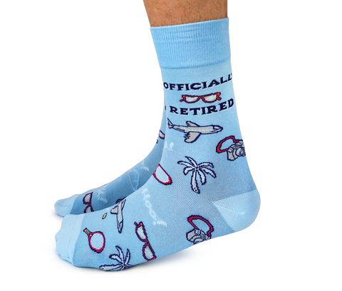 "Officially Retired" Cotton Crew Socks by Uptown Sox - Large