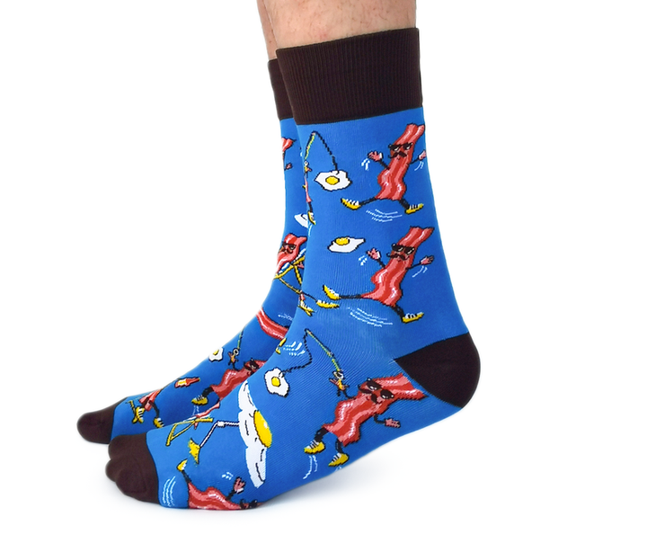 "Sir Bacon" Cotton Crew Socks by Uptown Sox - Large