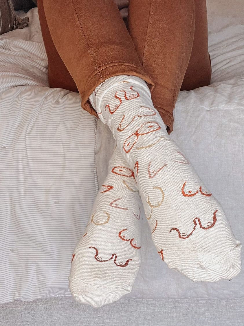 "Simply The Breast" Crew Socks by Uptown Sox