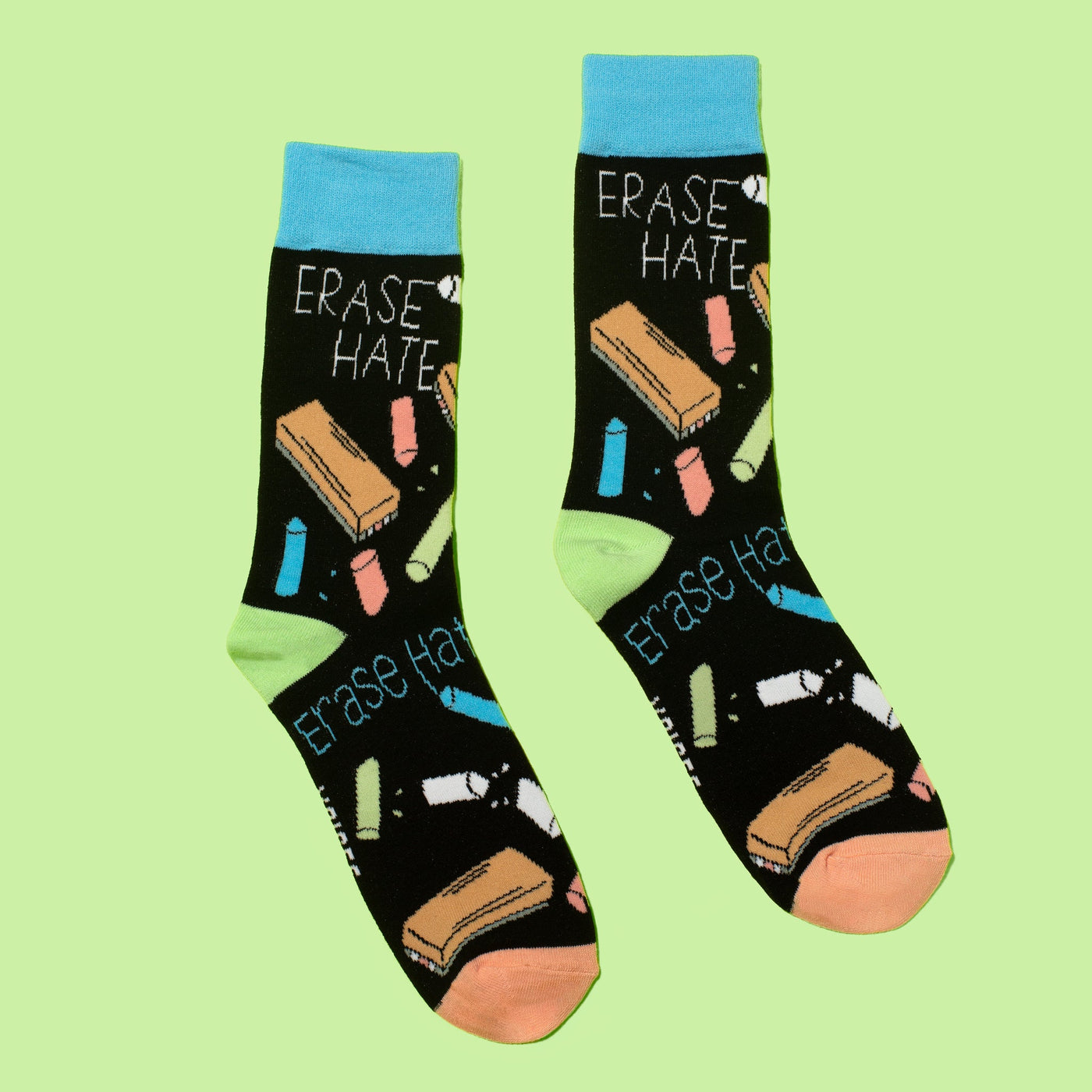 "Erase Hate" Cotton Crew Socks by Main & Local