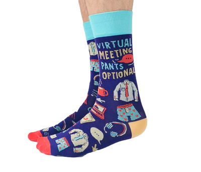 "Virtual Meeting" Cotton Crew Socks by Uptown Sox - Large
