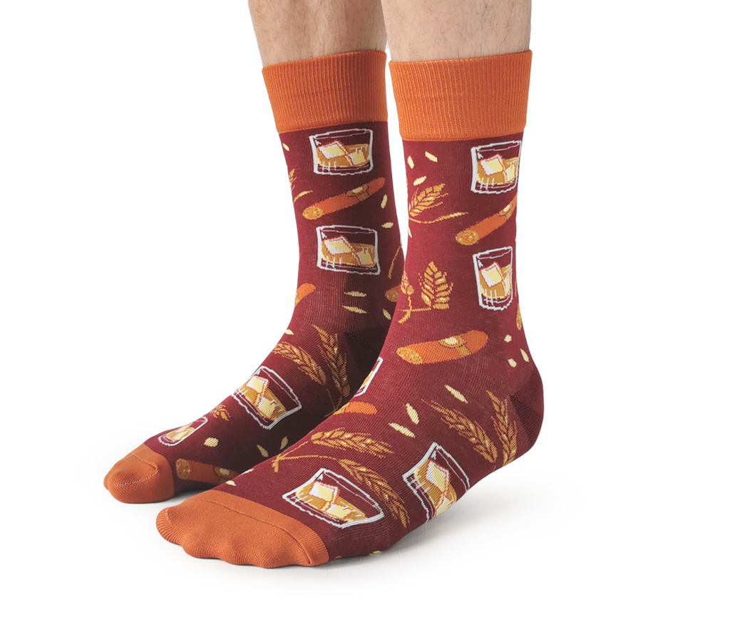 "Whiskey Business" Cotton Crew Socks by Uptown Sox - Large