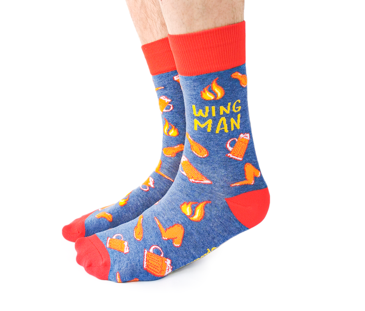 "Wing Man" Cotton Crew Socks by Uptown Sox - Large - SALE