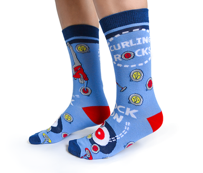 "Curling Rocks" Cotton Crew Canadian Socks by Uptown Sox