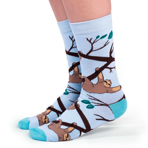 "Slothin' Around" Cotton Crew Socks by Uptown Sox