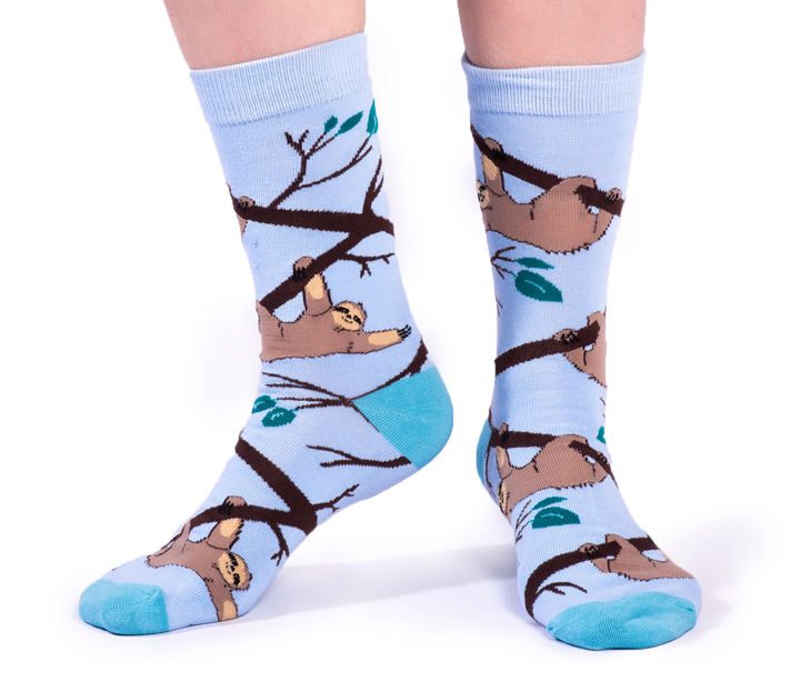 "Slothin' Around" Cotton Crew Socks by Uptown Sox