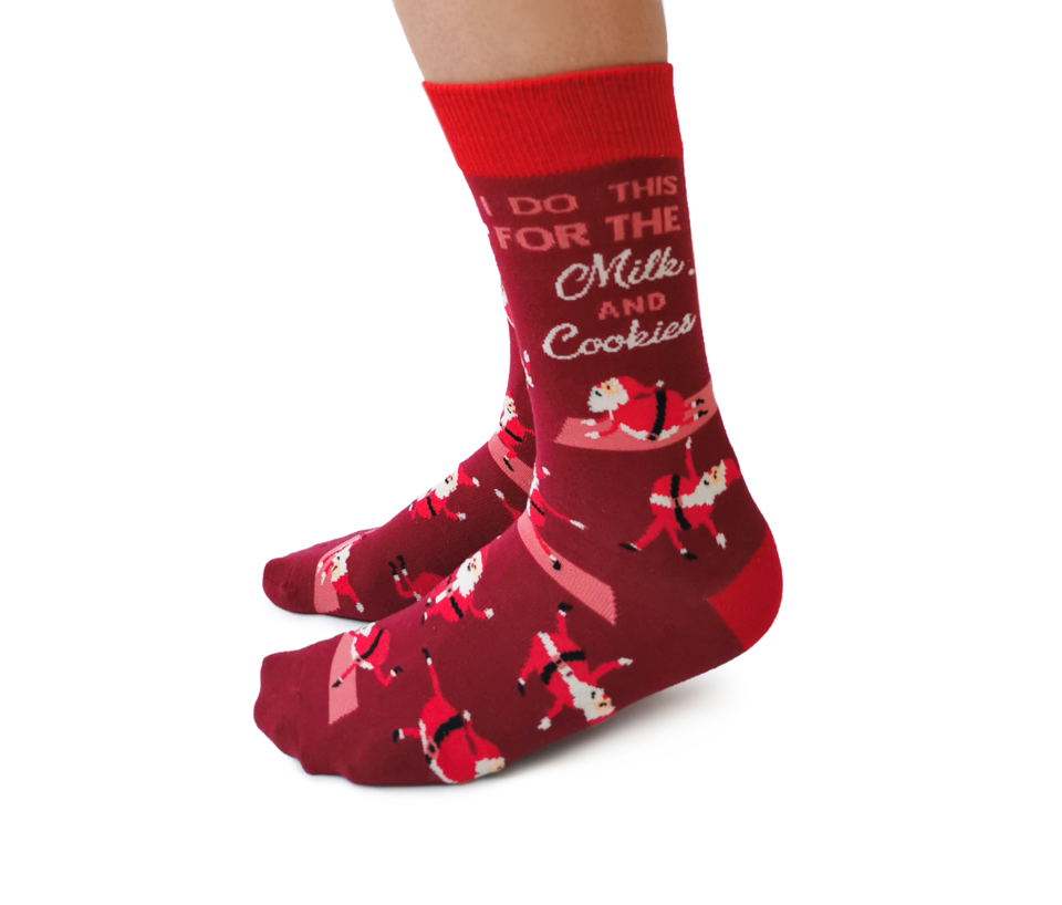 "Yoga Santa" Cotton Crew Socks by Uptown Sox - Medium - SALE