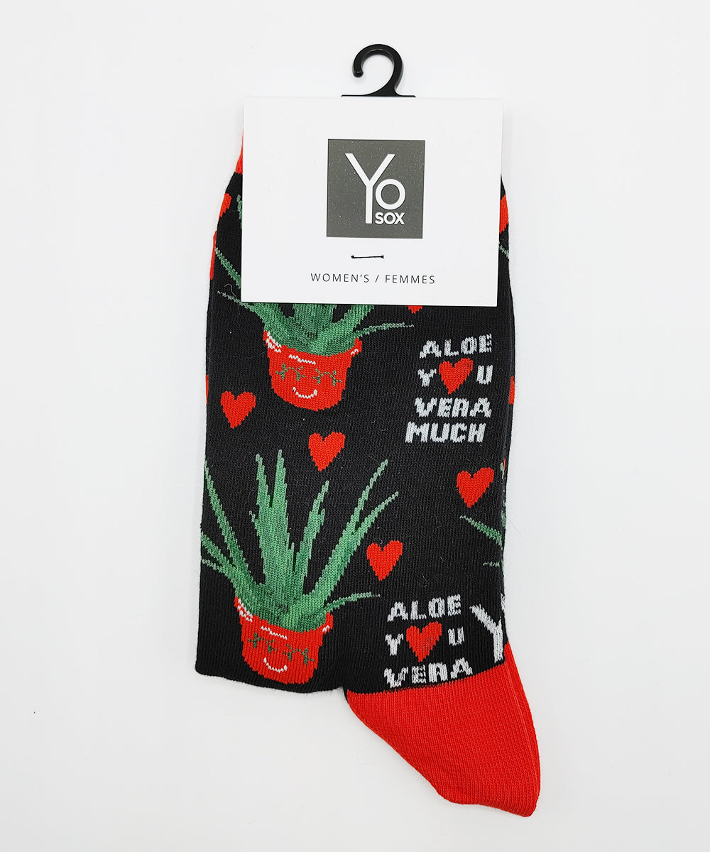 YO Sox "Aloe Very" Cotton Dress Crew Socks - Medium