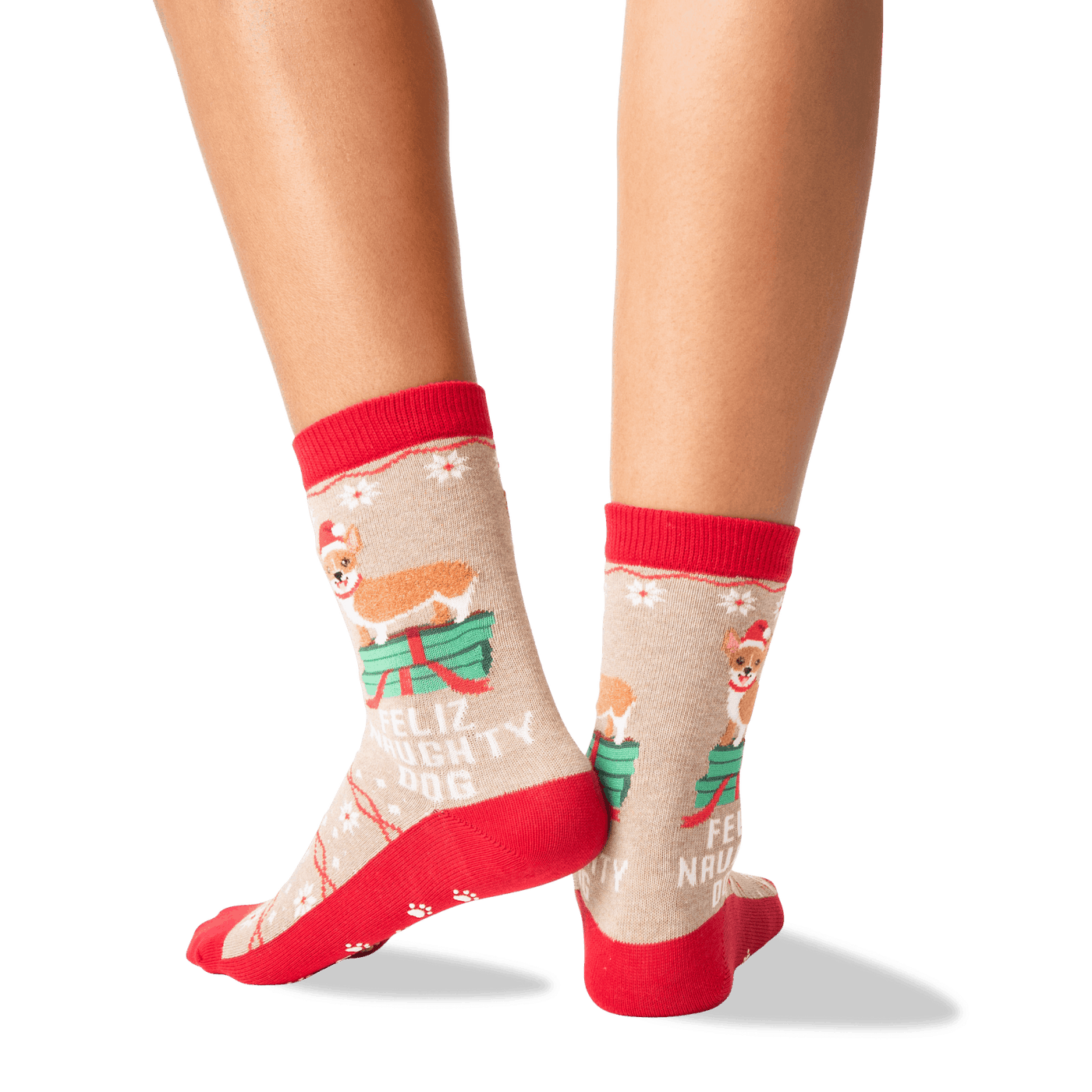 "Feliz Naughty Dog" Crew Socks by Hot Sox - Medium