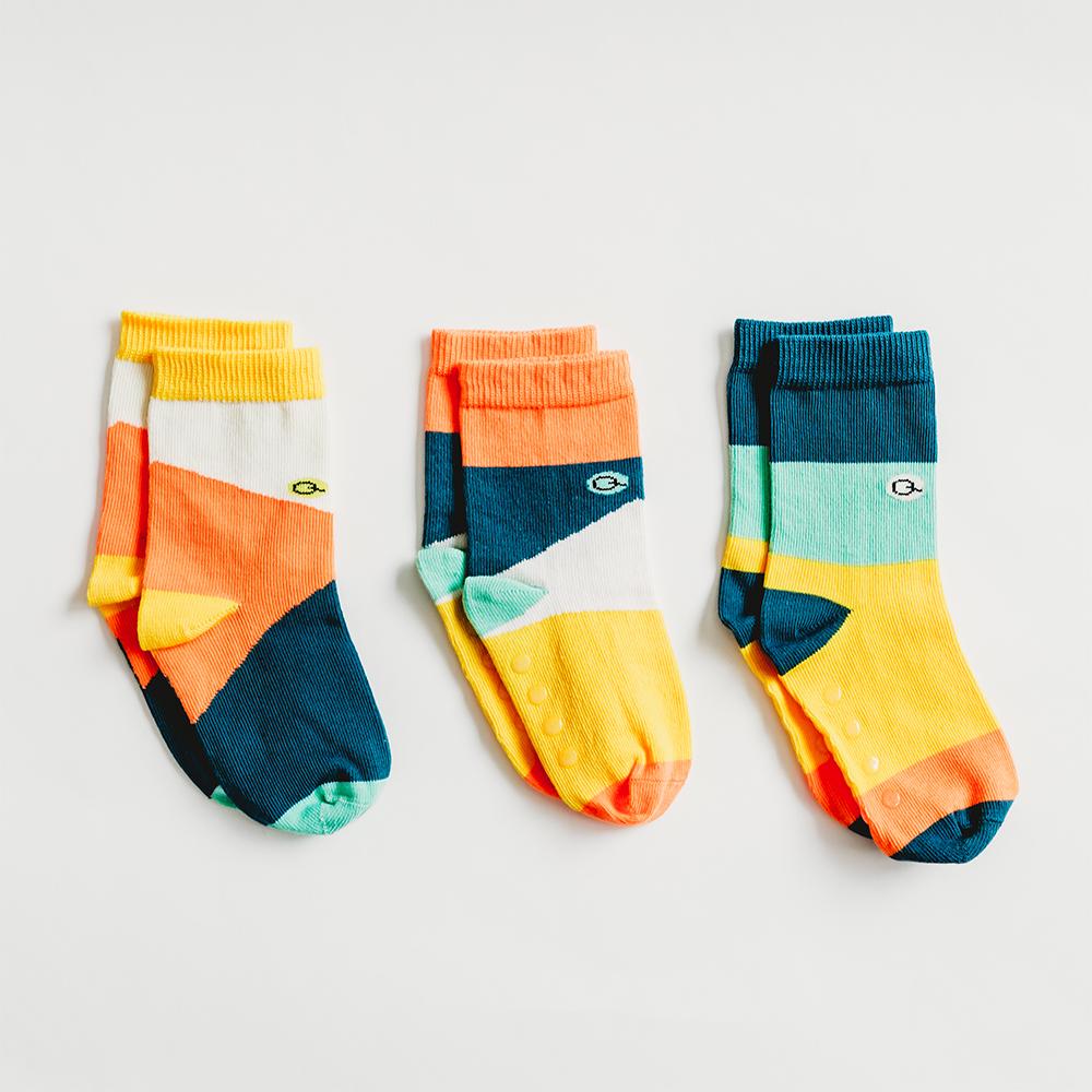Q for Quinn "Blocks of Colour" Updated Toddler Socks (3 pairs)