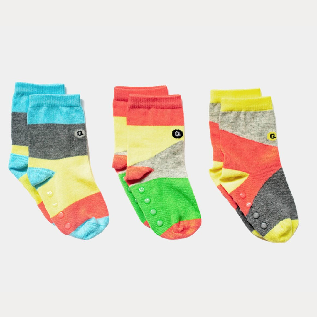 Q for Quinn "Blocks of Colour" Toddler Socks (3 pairs)