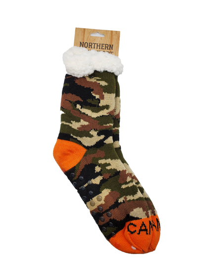 men's slipper socks with camo pattern