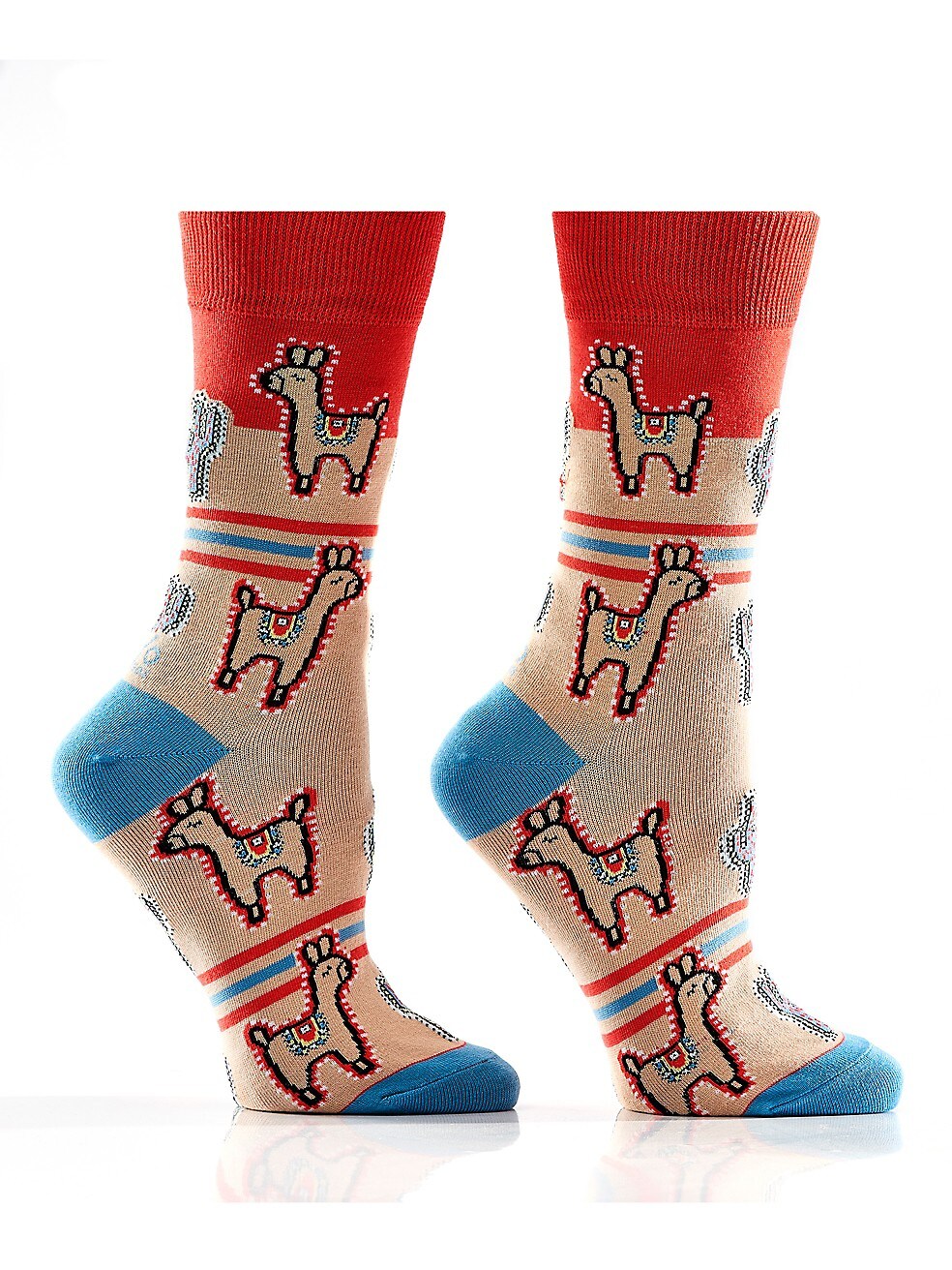 "Save The Drama For The Llama" Cotton Dress Crew Socks by YO Sox - Medium