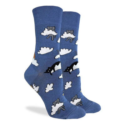 animal socks with cats on clouds