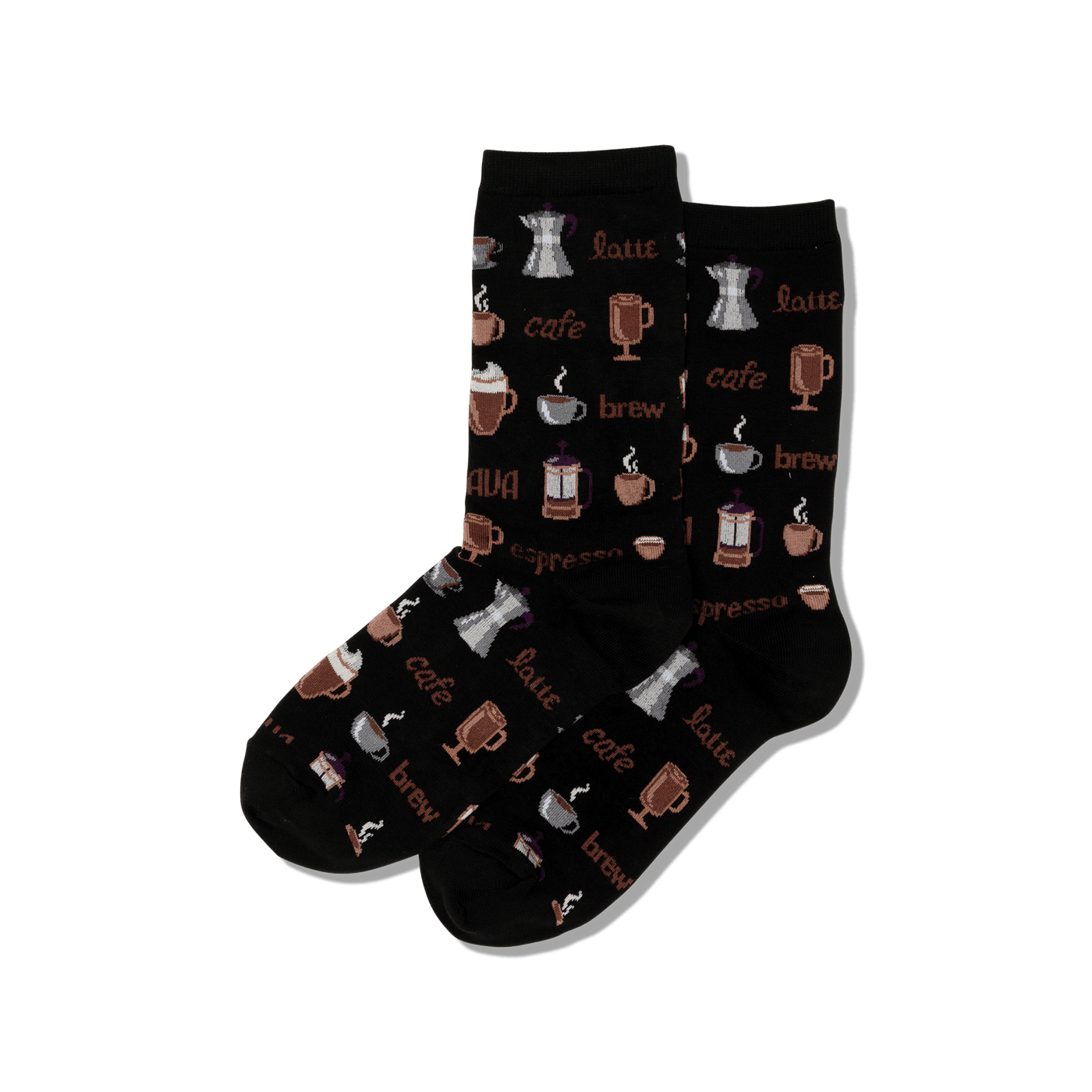 "Coffee" Cotton Dress Crew Socks by Hot Sox - Medium