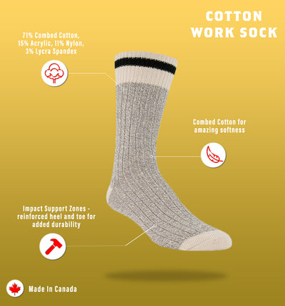 cotton work sock features