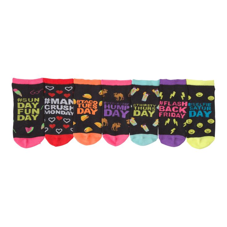 Days of the Week 7 Pair Pack Ankle Socks by K Bell - Medium