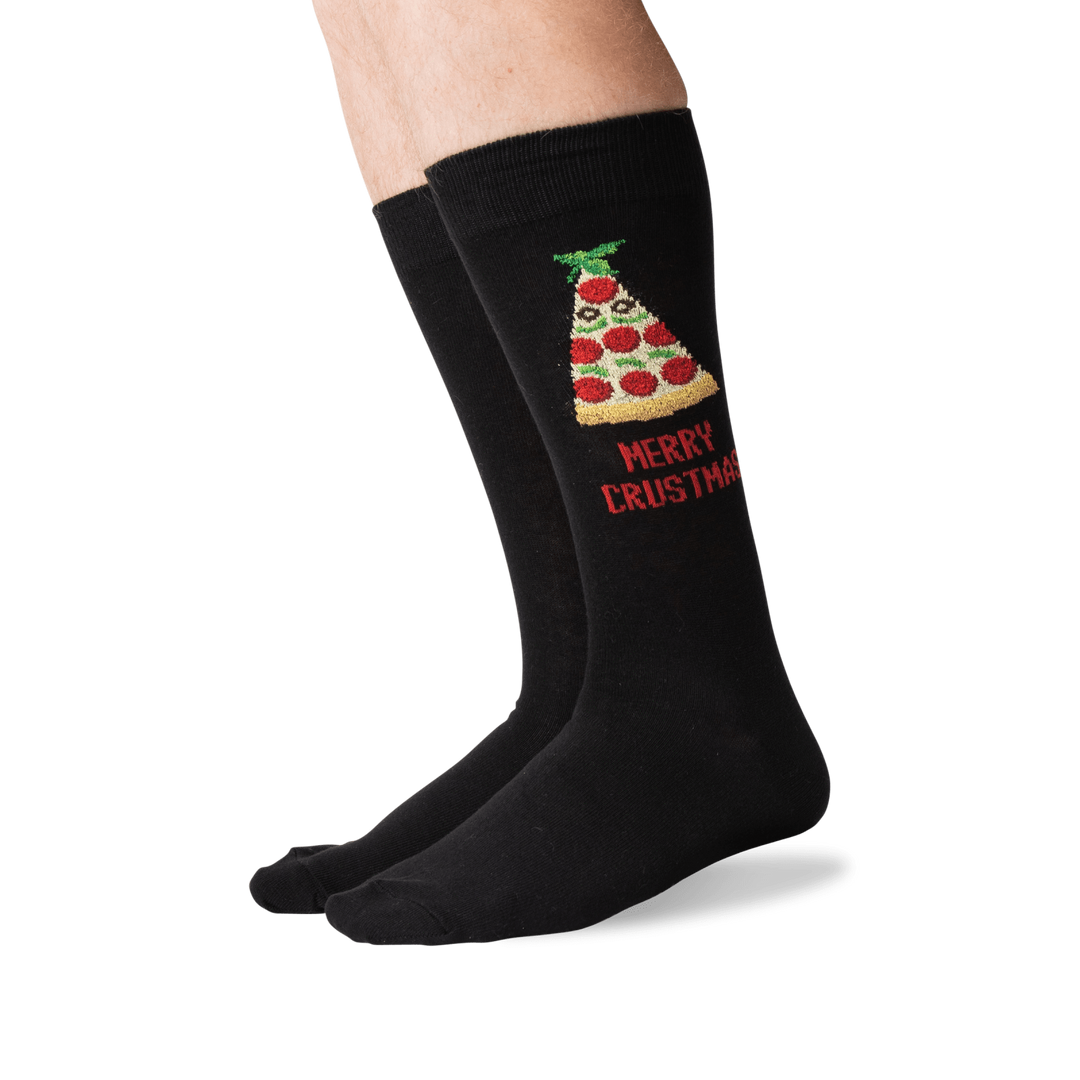 "Merry Crustmas" Cotton Crew  Socks by Hot Sox - Large - SALE