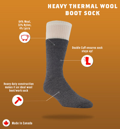 Men's Full-cushion Heavy Thermal Wool Boot Socks Features  