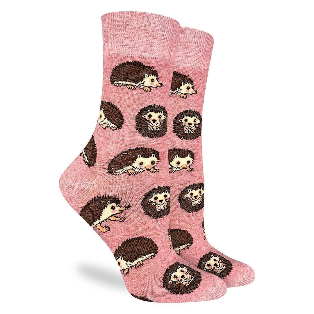 "Hedgehog" Cotton Crew Socks by Good Luck Sock - Medium