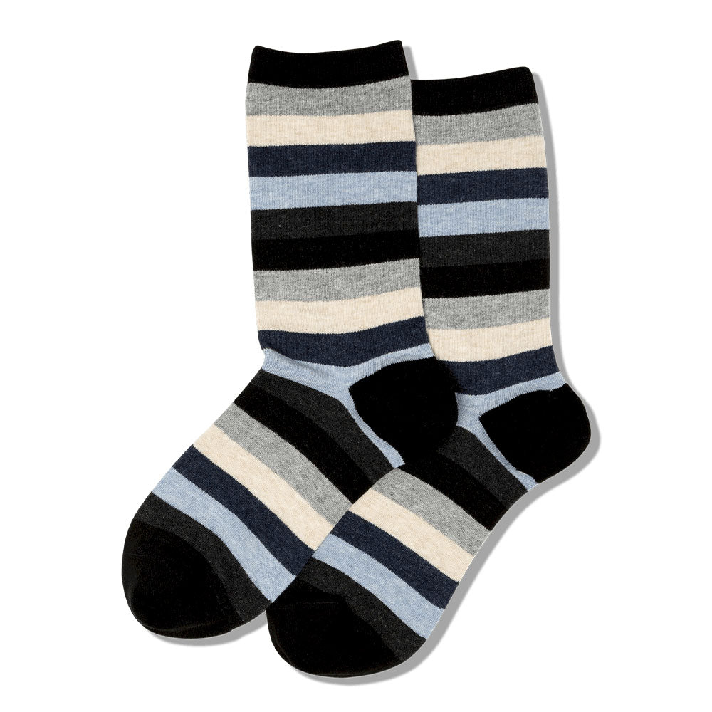 "Bold Stripe" Cotton Crew Socks by Hot Sox - Medium