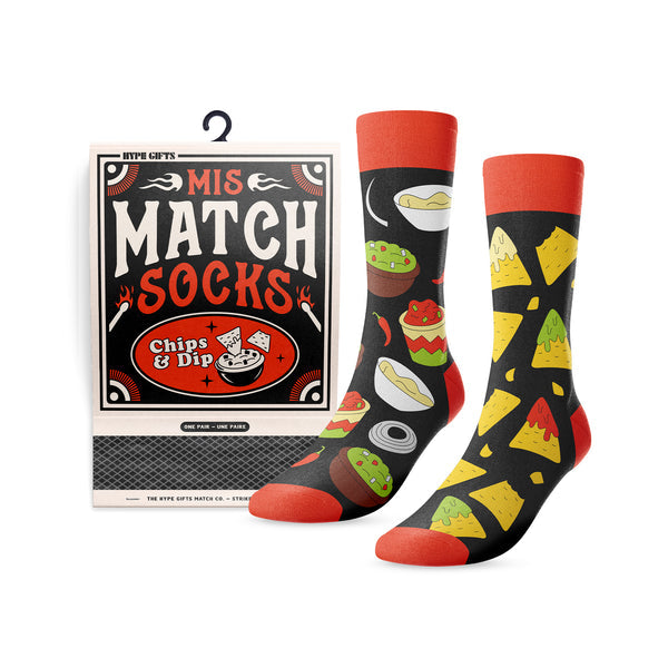 "Chips & Dip" Cotton Mismatch Crew Socks by Main & Local