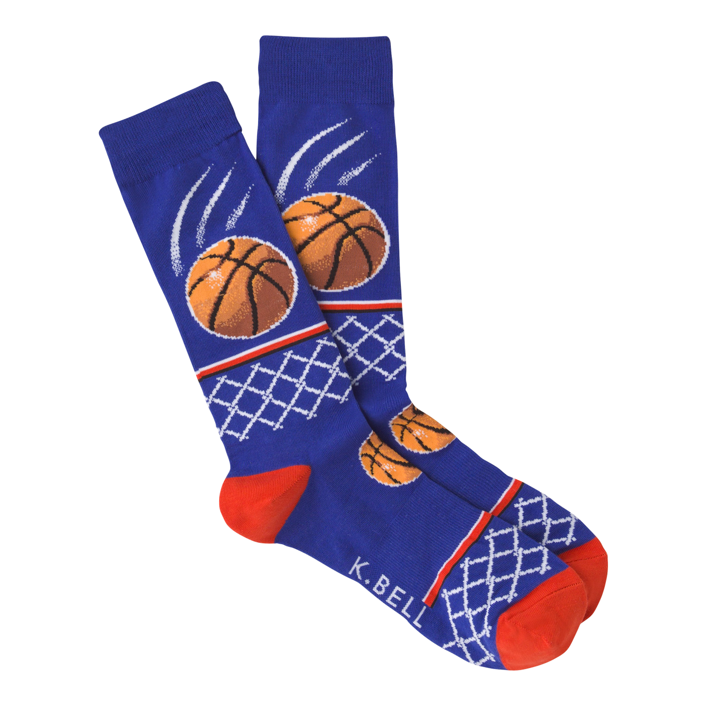 "Basketball" Crew Socks by K Bell-Large