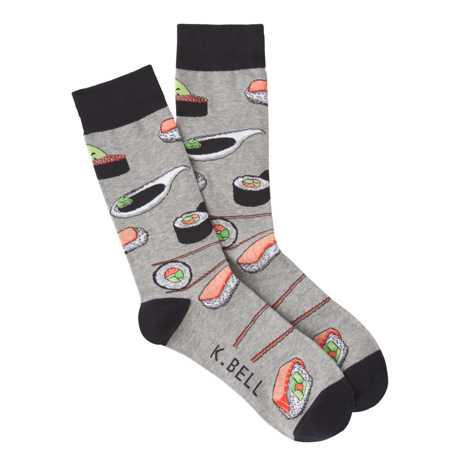 "Sushi" Crew Socks by K Bell - Large