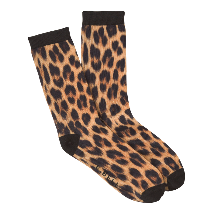 "Leopard" Crew Socks by K Bell - Medium