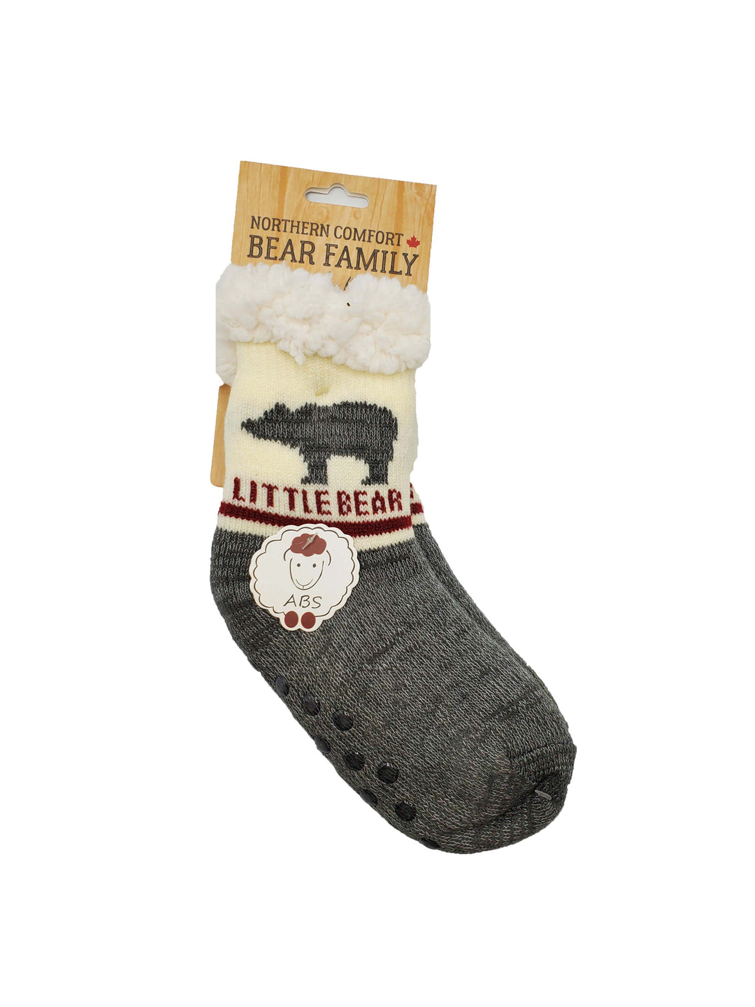 Northern Comfort Kid's "Little Bear" Sherpa-Lined Grip Slipper Socks