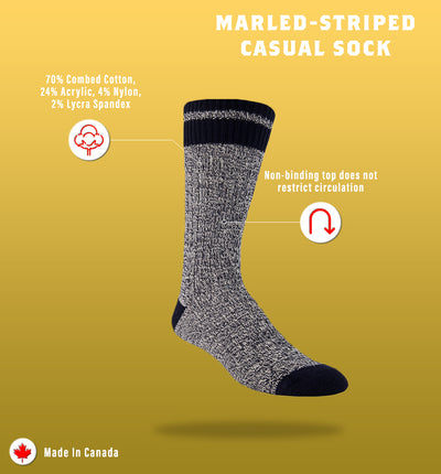 J.B. Field's Casual "Marled-Striped" Cotton Sock