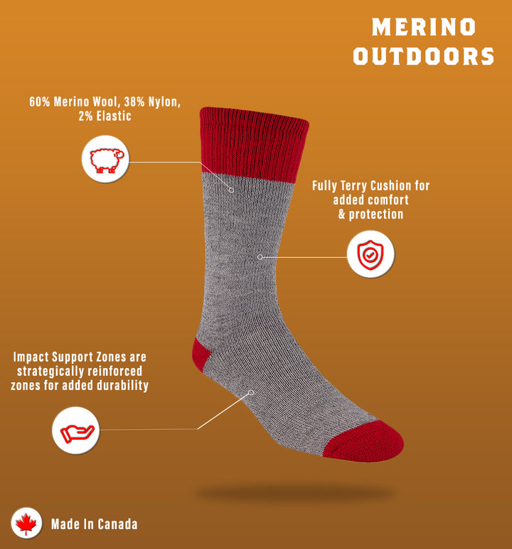 Thermal Merino Wool Boot Socks Features 