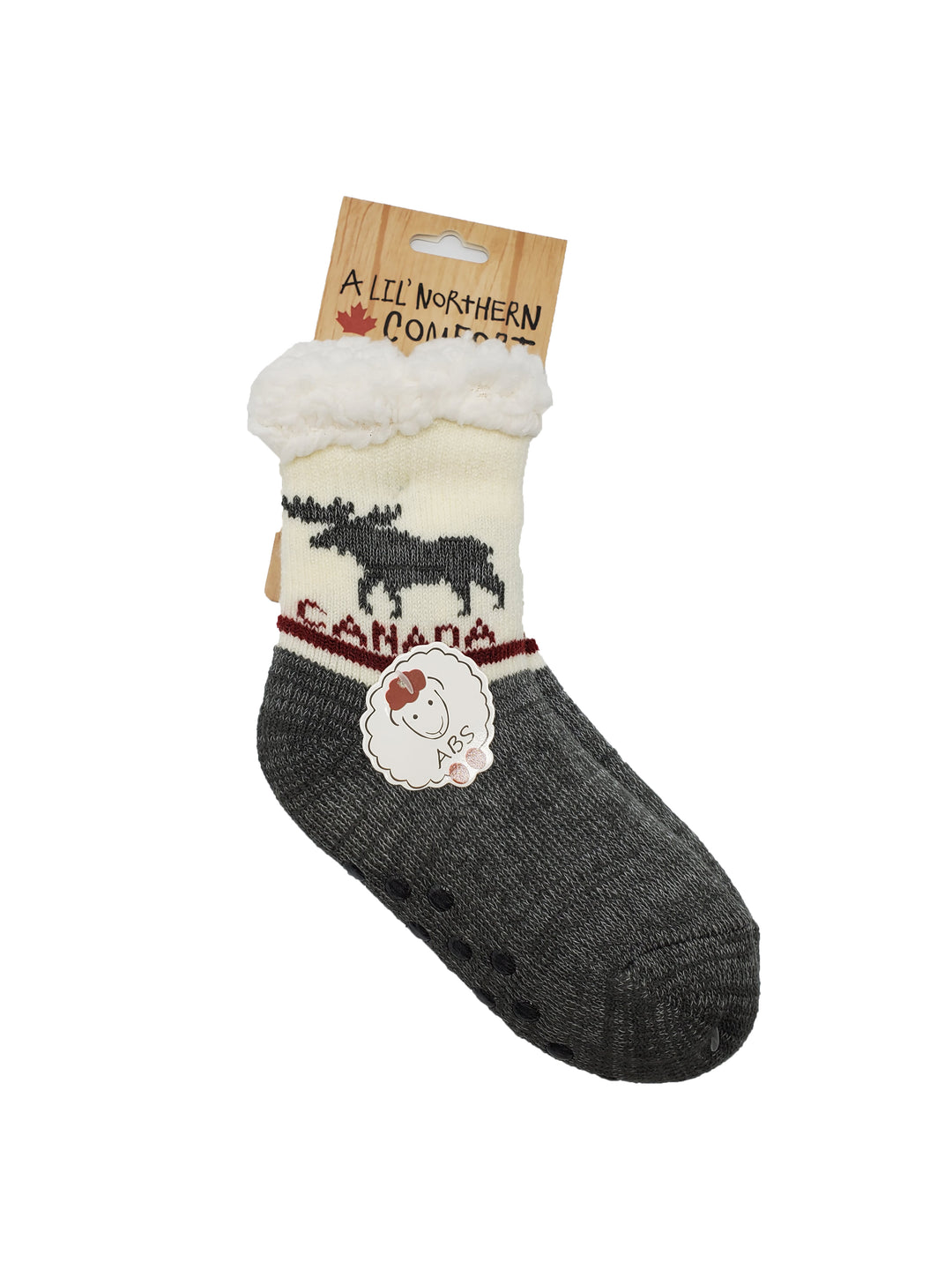 Northern Comfort Kid's "Moose" Sherpa-Lined Grip Slipper Socks