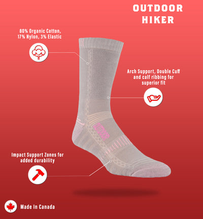 organic cotton hiking sock features 