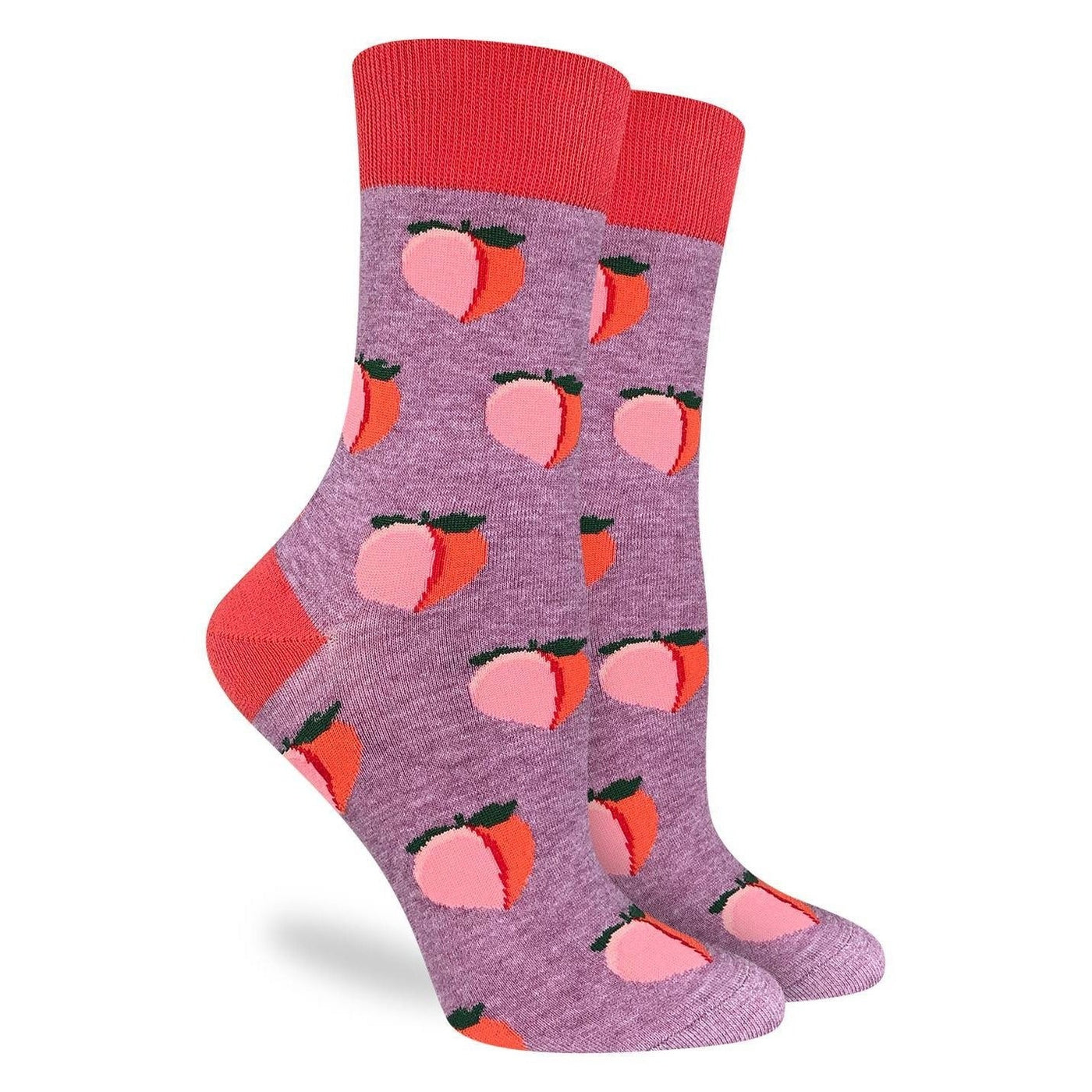 "Peaches" Cotton Crew Socks by Good Luck Sock - Medium