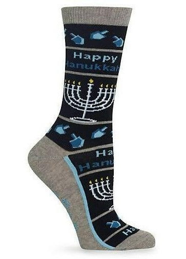 "Happy Hanukah" Crew Socks by Hot Sox - Medium - SALE