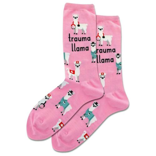"Trauma Llama" Cotton Crew Socks by Hot Sox