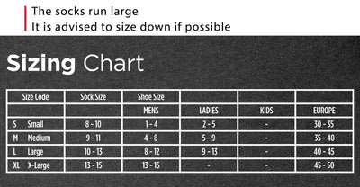 Thermal Socks Sizing Chart 