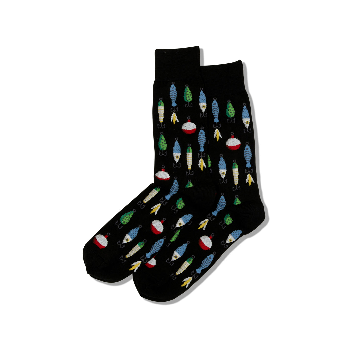 "Fishing Lures" Cotton Crew Socks by Hot Sox - Large