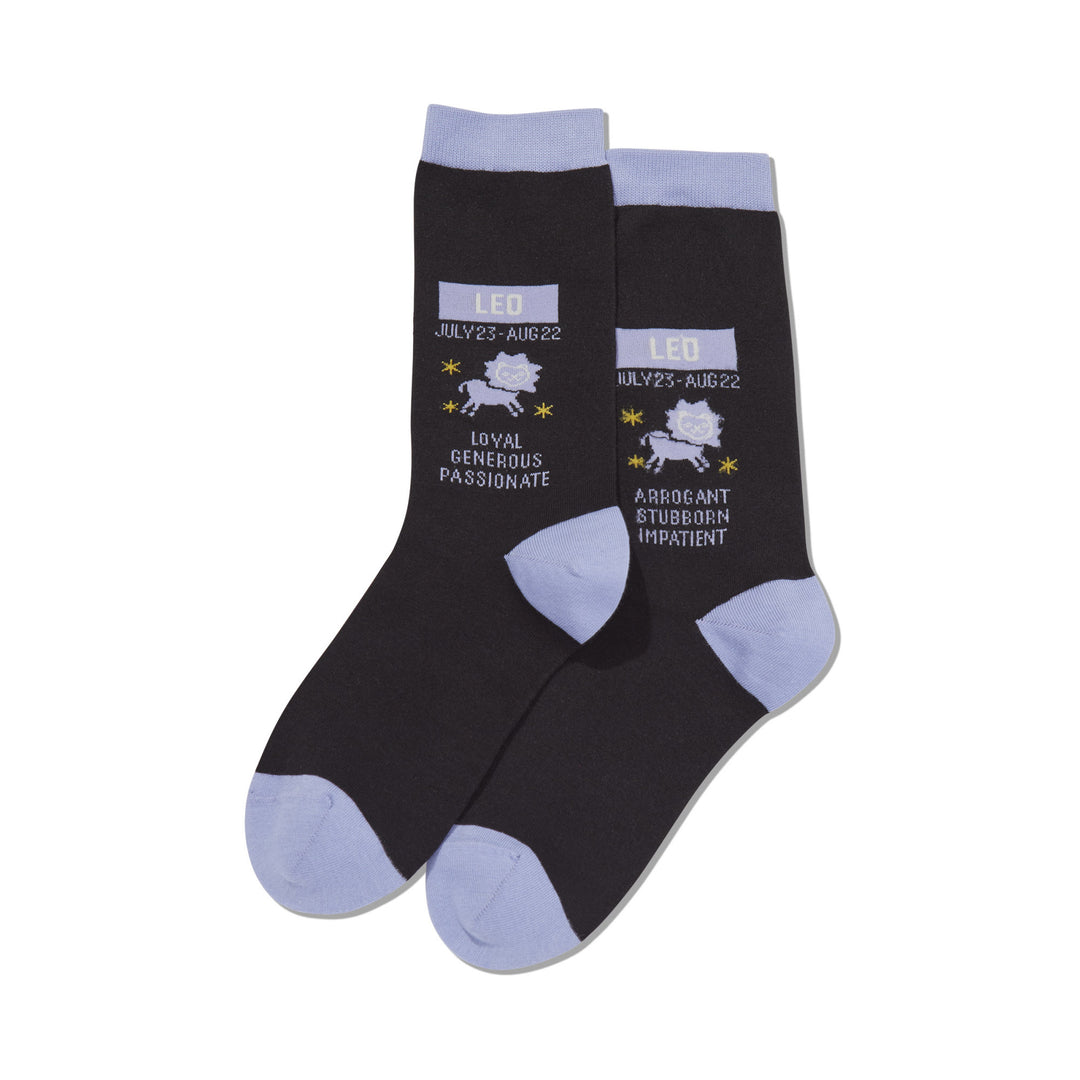 "Leo Zodiac" Cotton Crew Socks by Hot Sox - Medium