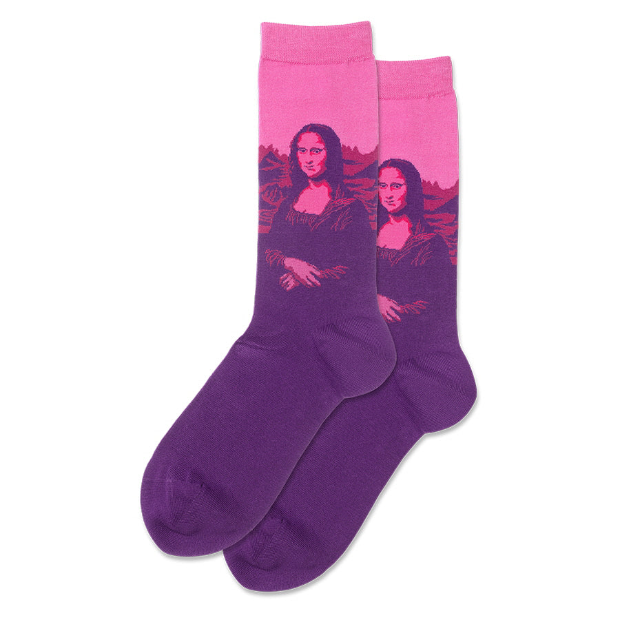 "Da Vinci's Mona Lisa" Cotton Dress Crew Socks by Hot Sox