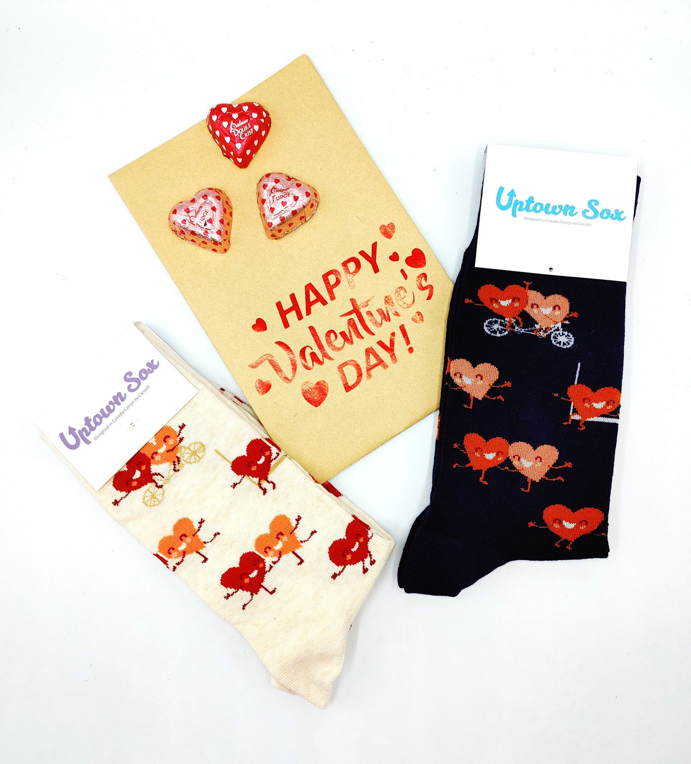 "Tandem Hearts" Cotton Socks by Uptown Sox