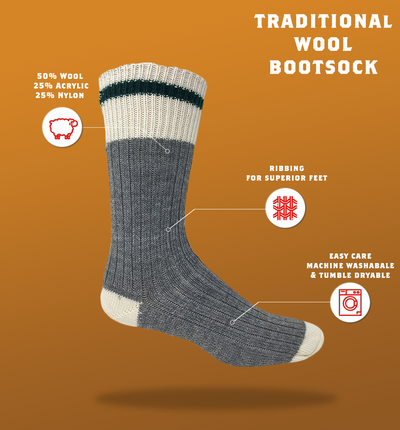 J.B. Field's Casual "Traditional Wool" Boot Sock
