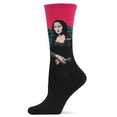 "Da Vinci's Mona Lisa" Cotton Dress Crew Socks by Hot Sox
