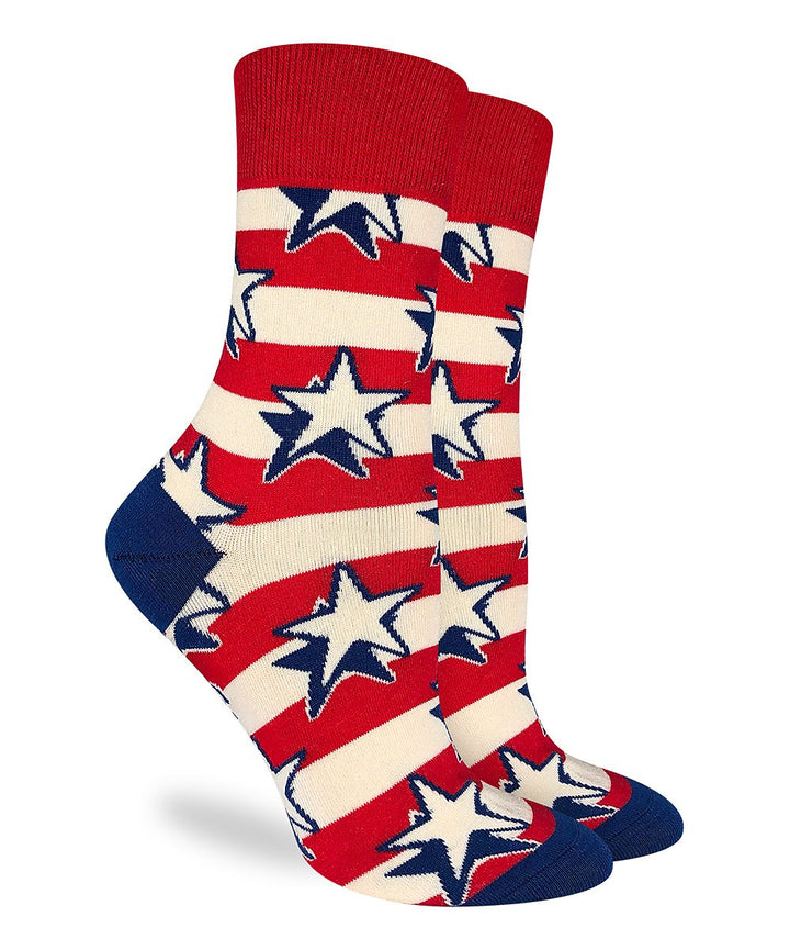 "Stars and Stripes" Cotton Crew Socks by Good Luck Sock